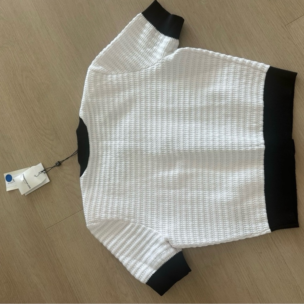 Generation Love Black and White Short Sleeve Knit Cardigan with gold buttons - Picture 4 of 4